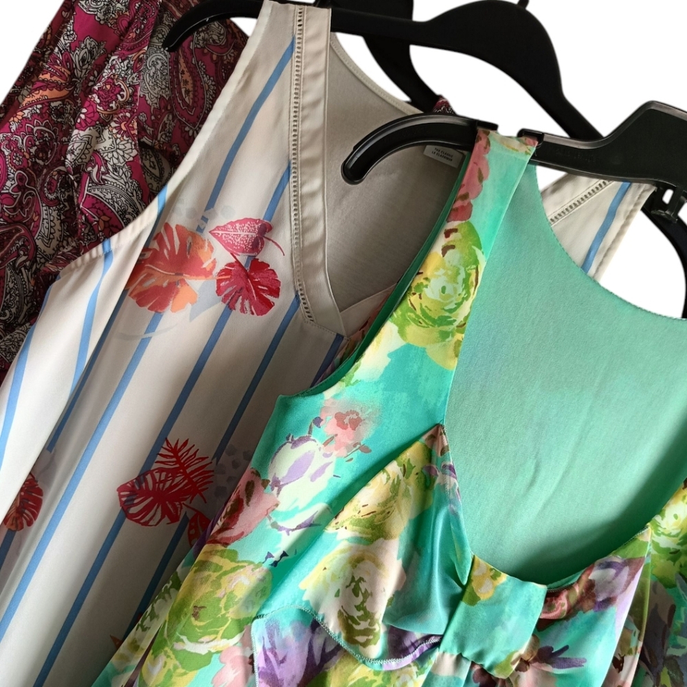 🟣S🌸3 Tops Travel Vacay Vibe Sleeveless Camisole T-shirts - Picture 2 of 10